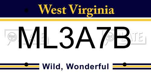 ML3A7B West Virginia License Plate
