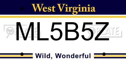 ML5B5Z West Virginia License Plate