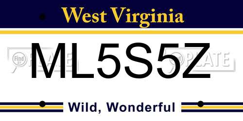 ML5S5Z West Virginia License Plate