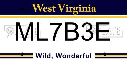 ML7B3E West Virginia License Plate
