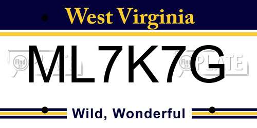ML7K7G West Virginia License Plate