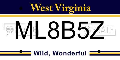 ML8B5Z West Virginia License Plate