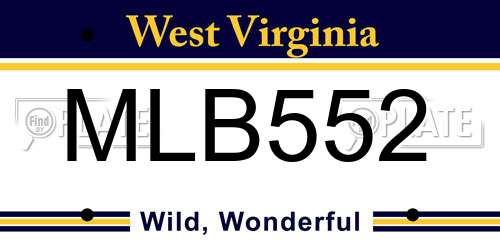 MLB552 West Virginia License Plate