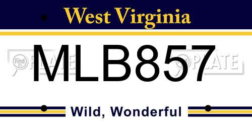 MLB857 West Virginia License Plate