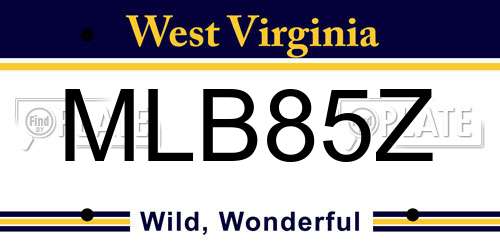 MLB85Z West Virginia License Plate
