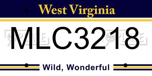 MLC3218 West Virginia License Plate