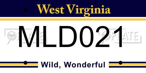 MLD021 West Virginia License Plate