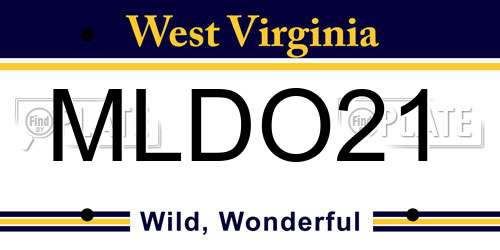 MLDO21 West Virginia License Plate