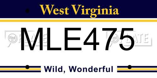 MLE475 West Virginia License Plate