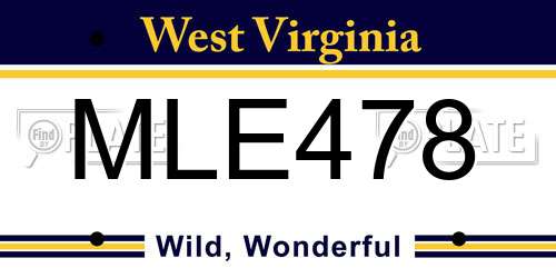 MLE478 West Virginia License Plate