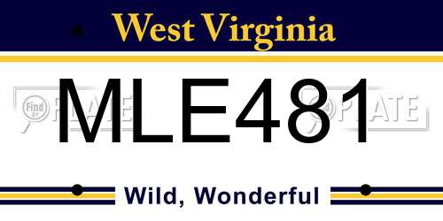 MLE481 West Virginia License Plate