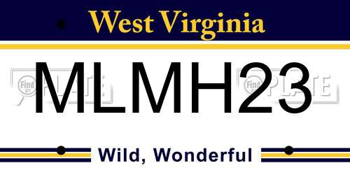 MLMH23 West Virginia License Plate
