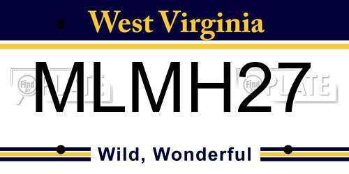 MLMH27 West Virginia License Plate