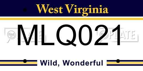 MLQ021 West Virginia License Plate