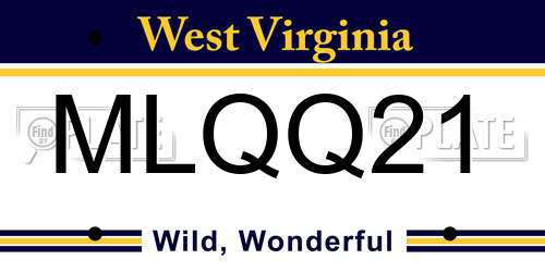 MLQQ21 West Virginia License Plate