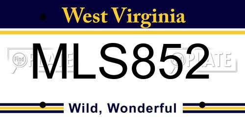 MLS852 West Virginia License Plate