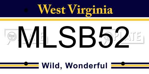 MLSB52 West Virginia License Plate