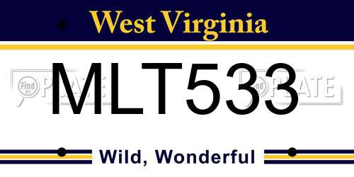 MLT533 West Virginia License Plate