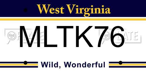 MLTK76 West Virginia License Plate