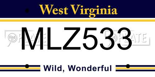 MLZ533 West Virginia License Plate