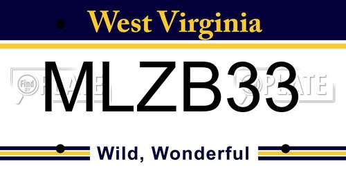 MLZB33 West Virginia License Plate