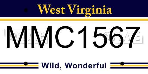 MMC1567 West Virginia License Plate