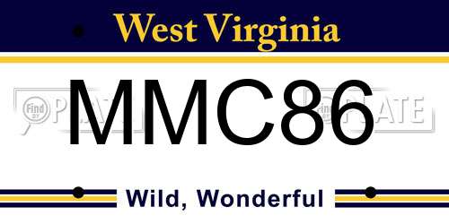 MMC86 West Virginia License Plate