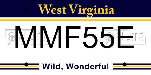 MMF55E West Virginia License Plate