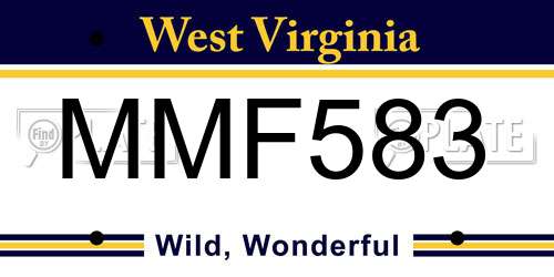 MMF583 West Virginia License Plate