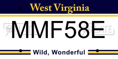 MMF58E West Virginia License Plate