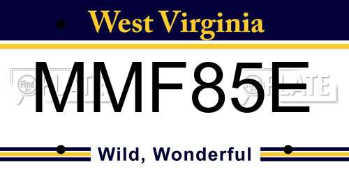 MMF85E West Virginia License Plate