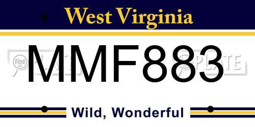 MMF883 West Virginia License Plate