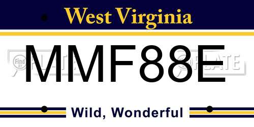 MMF88E West Virginia License Plate