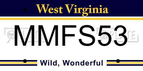 MMFS53 West Virginia License Plate