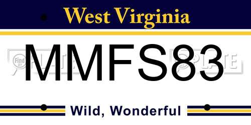 MMFS83 West Virginia License Plate