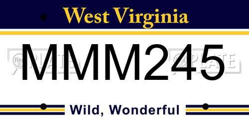 MMM245 West Virginia License Plate
