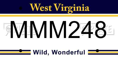 MMM248 West Virginia License Plate