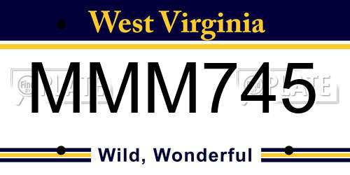 MMM745 West Virginia License Plate