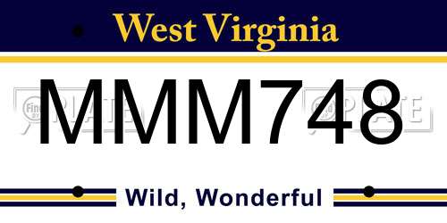 MMM748 West Virginia License Plate