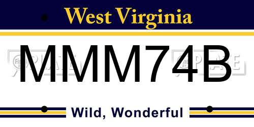 MMM74B West Virginia License Plate