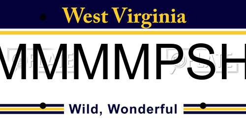 MMMMPSH West Virginia License Plate