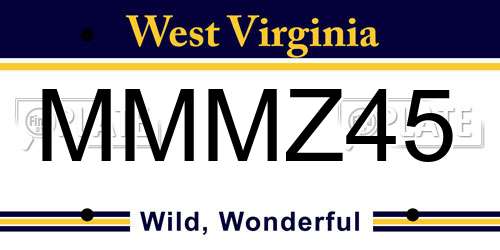 MMMZ45 West Virginia License Plate