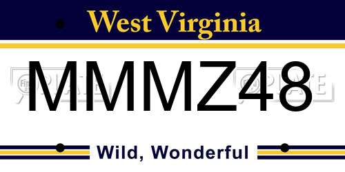 MMMZ48 West Virginia License Plate
