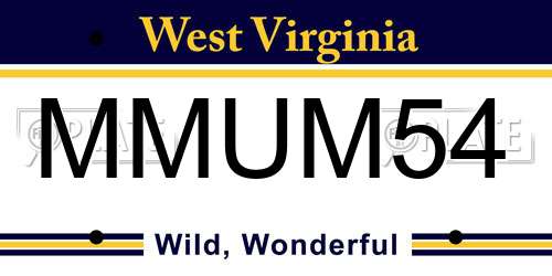 MMUM54 West Virginia License Plate