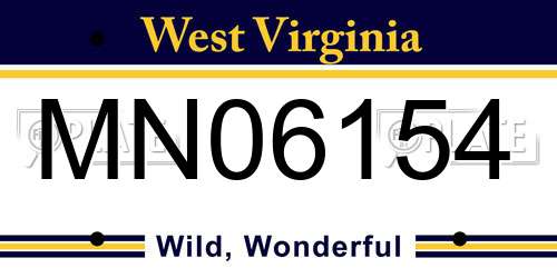 MN06154 West Virginia License Plate