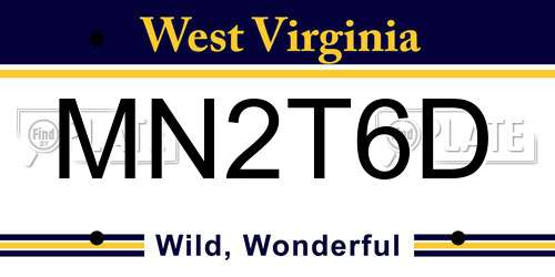 MN2T6D West Virginia License Plate