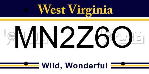 MN2Z6O West Virginia License Plate
