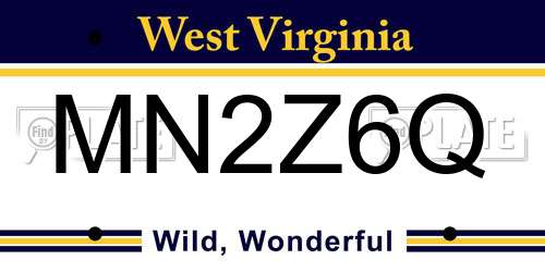 MN2Z6Q West Virginia License Plate