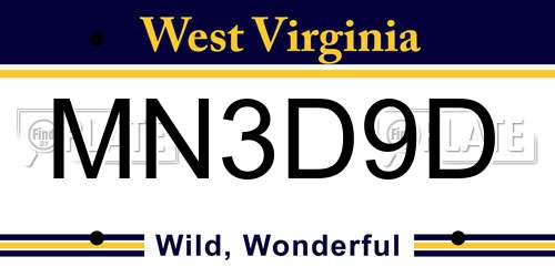 MN3D9D West Virginia License Plate