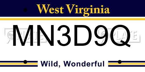 MN3D9Q West Virginia License Plate